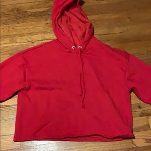 H&M red hooded crop top